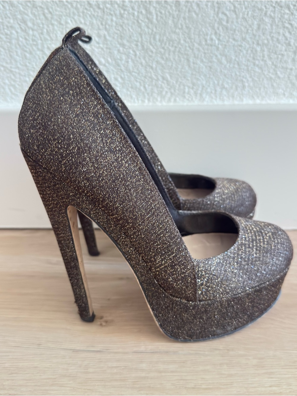 Kurt Geiger Glitter Platform Stiletto Heels - Gold